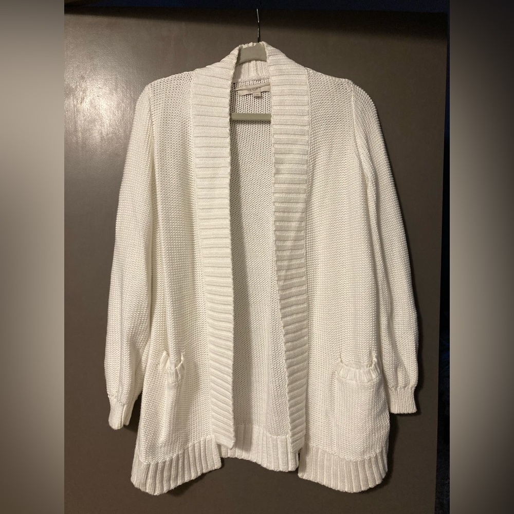 White cotton Loft cardigan like new